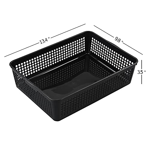 6 Pack Plastic A4 Letter Baskets, Black Office Basket Trays
