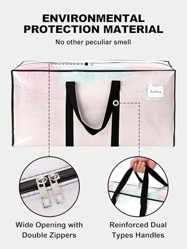 HOMESURE Supports 200lbs Heavy Duty Moving Bags - Strong Zipper & Wrap-Around Handles - Water-Resistant Storage Totes, Durable Alternative to Moving Boxes - 8 Pack - Semi-Transparent - color: Semi-Transparent