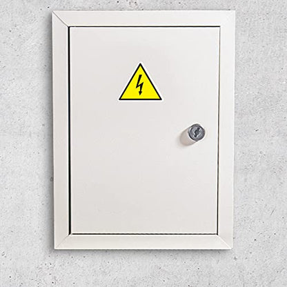 dealzEpic - Yellow Triangle Electrical Shock Hazard Risk Warning Sign - Self Adhesive Peel and Stick Vinyl Sticker - 10 cm (3.94 inches) | Pack of 4 Pcs - size: 10 CM