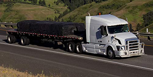 Mytee Products 20' x 20' Black Steel Tarp for Heavy Duty Truck Cargo - 18 Oz Vinly Flatbed Tarps with 6' Drop - Waterproof Tarp for Trailers to Protect Cargo from Wind, Rain, Snow and Sun - size: 20' x 20' (6' Drop)