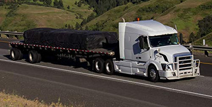 Mytee Products 20' x 30' Flatbed Trailer Steel Tarp with 6 FT Drop - Heavy Duty Black 18 Oz Vinyl Waterproof Tarp for Truck/Trailers to Protect Cargo from Wind, Rain, Snow and Sun - size: 20' x 30' (6' Drop)