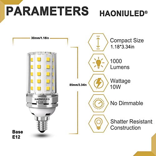 E12 LED Bulb 10W LED Corn Light Bulb 100W Equivalent 4000K Natural White 1000LM Non-Dimmable Ceiling Fan Indoor Home Corn Lights Pack of 5 - color: E12 4000k Natural White