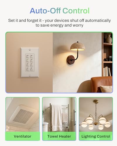BN-LINK Bathroom Fan Timer Switch for Exhaust Fan Lights Heaters, 1 Pack - size: Preset (5-10-20-30-45-60mins)