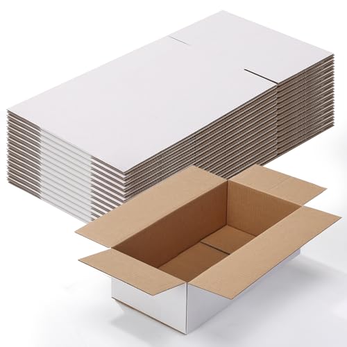 Calenzana 10x6x4 Shipping Boxes Set of 25, White Corrugated Cardboard Box for Mailing Small Business Packing Gifts - size: 10x6x4, style: 25 Pack