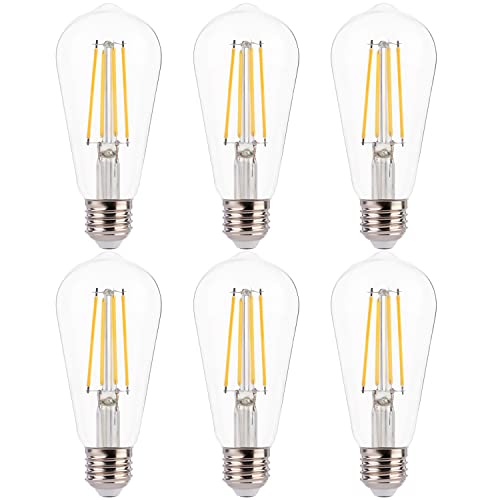 FLSNT 7W LED Edison Bulbs, 60W Equivalent, 90+ High CRI, 2700K Soft White, ST19 Vintage LED Light Bulbs, 800LM, E26 Base, Dimmable, 6 Pack - color: 60w 2700k Soft White, size: 6 Count (Pack of 1)