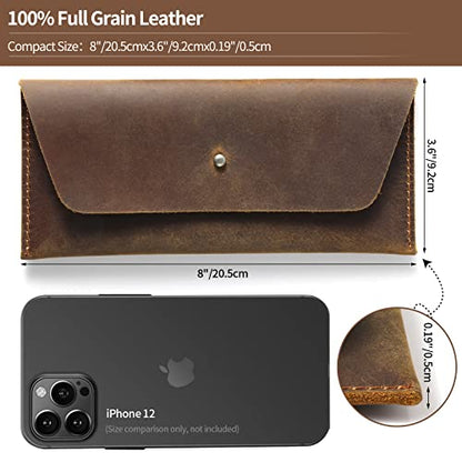 Ringsun Leather Money Cash Envelopes Wallet for Men, Money Bag Pouch Reusable Budget Envelope Wallet, Retro Clutch Wallet, Brown - color: Brown