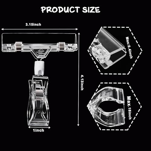 12 Pcs Clear Sign Holder Clips for Display, Rotatable Double Sided Clip, Plastic Price Rack Shelf Clips, Swivel Sign Clips for Sale Retail Display,Merchandising Pop Clips for Retail Rack, Baskets - color: Clear