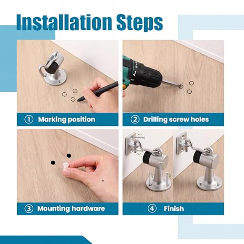 Yaocom 2 Pack Floor Mounted Door Stops, 3.5 Inch, Silver - color: Silver