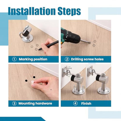 Yaocom 2 Pack Floor Mounted Door Stops, 3.5 Inch, Silver - color: Silver