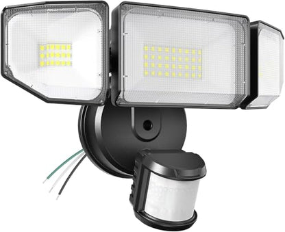 Abovizo 85W Motion Sensor Outdoor Light, 8500LM Ultra-Bright LED Security Light with 3 Adjustable Heads, IP65 Waterproof Dusk to Dawn Flood Light for Garage, Yard, and Driveway, 6500K Daylight, Black - color: Black