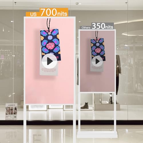 43 Inch 4K Touchscreen Kiosk, Indoor Capacitive Touch Floor Standing Digital Signage Displays, Advertising Display LCD Kiosk, UHD Interactive Display Poster Android System, HDMI/USB/WiFi
