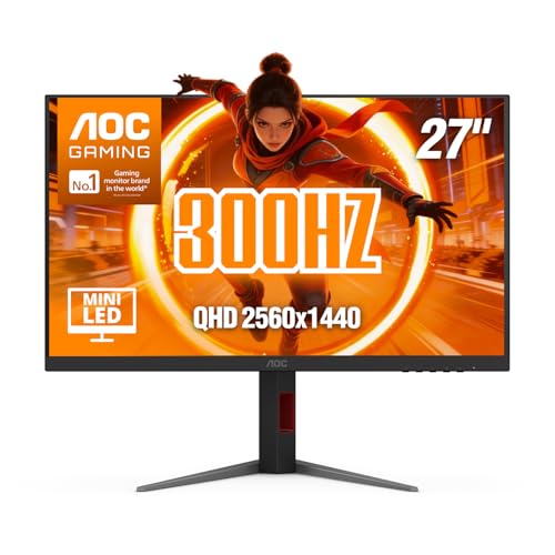 AOC 27 Inch Gaming Monitor QHD 300Hz Mini-LED HDR1000, Q27G4SMN - size: 27" 300Hz Mini-LED