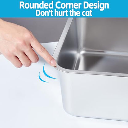 Stainless Steel Litter Box -6in High Side, - color: M - 17" L x 13" W x 6" H