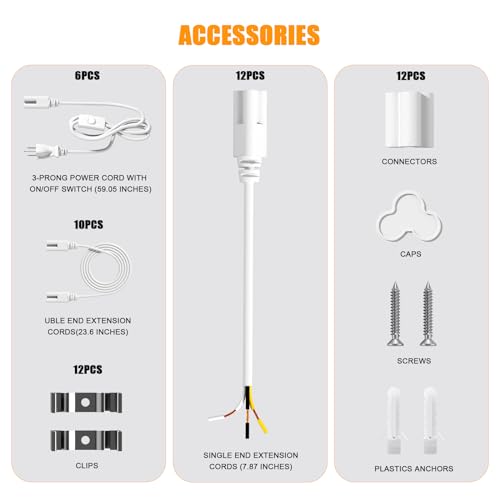 ONLYLUX LED Shop Light 4FT, 6000K 50W 7500LM Linkable(12 Pack)