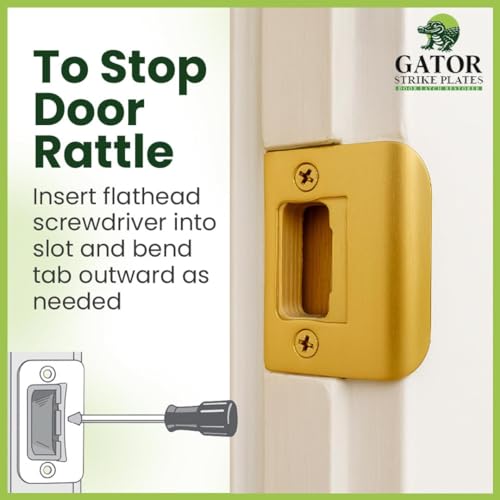 Gator Door Strike Plate 2-1/4" Latch Restorer, Bright Brass, 1-Pack - color: Bright Brass