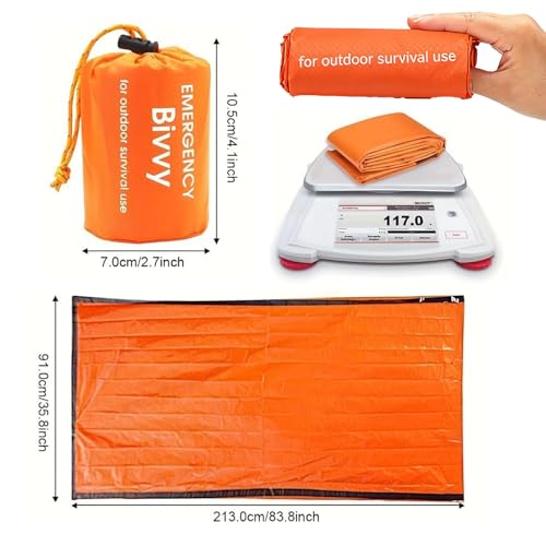 Emergency Sleeping Bag, Thermal, Waterproof, Lightweight and Portable Bivy Sack for Outdoor, Climb, Survival and Traval - color: Orange