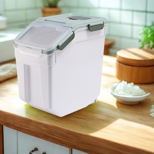 Rice Storage Container 25 lbs, 2 Packs Large Flour Storage Containers with Seal Locking Lid & Wheels, BPA Free Rice Dispenser, Measuring Cup | Scoop, for Sugar Cereal Dry Food -Green - color: 2Pcs 25LB Green