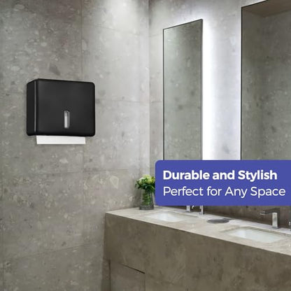 Stardrix 2-Pack Multifold Paper Towel Dispenser Wall Mount (Black) – Large Capacity C-Fold, Trifold, and Folded Commercial Hand Towel Holder for Bathroom & Restroom – Adhesive or Screw Mounted - color: 2-pack Black