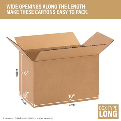 Bundle Of 25 Basic Corrugated Shipping Boxes (10 x 6 x 6") - size: 10 x 6 x 6"