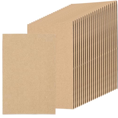 Zonon 50 Pack Corrugated Cardboard Sheets, 3 mm Flat, 3 x 4.5 Inch, Brown - color: Brown, size: 3 x 4.5 Inch