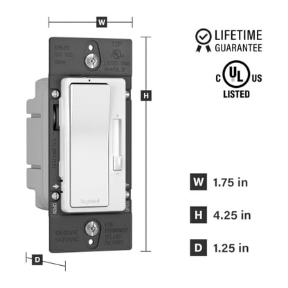 Legrand Radiant 0-10V LED Dimmer Light Switch, Tri-Color, 1-Pack - color: ['White', 'Ivory', 'Light Almond']