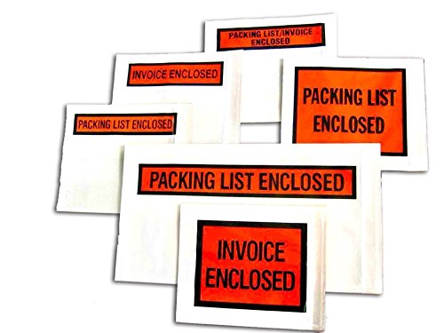 Packing List Enclosed Pouches (7" x 5.5") – Clear Adhesive Envelope Bag with Printing for Invoice Packing Slip – Label Protectors, Mailing & Shipping Supplies (500)