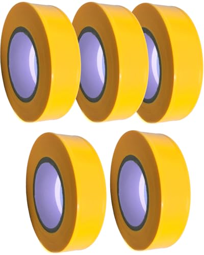 Yellow Flagging Tape - Non-Adhesive Hi-Vis Plastic | 5 Rolls (1" x 500') | Fade-Resistant for Surveyor, Tree Marking, Hunting Trail, Boundaries & Hazardous Areas Workplace - color: Yellow