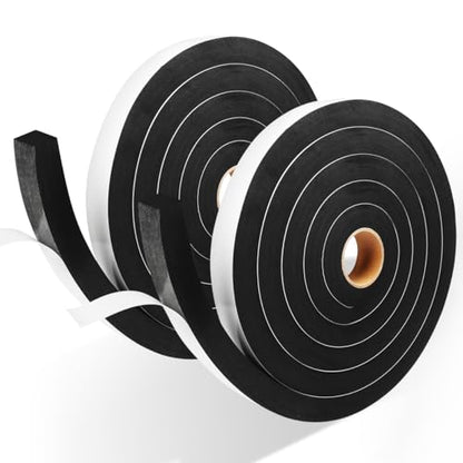 2 Rolls Foam Tape Weather Stripping Door Seal, 1'' W x 3/4'' T High Density Seal Strip Weather Stripping, Adhesive Weather Strip Total 16.5 Feet Long - size: 1'' W x 3/4'' T x16.5ft