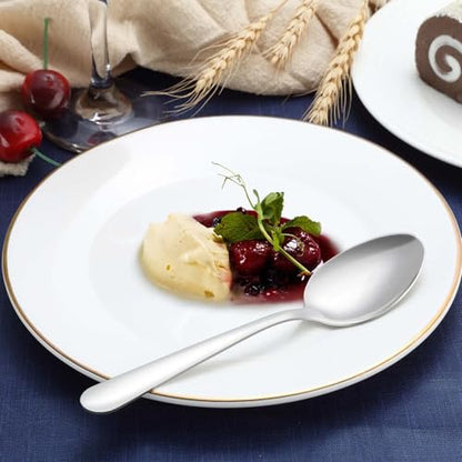 24-Piece Dinner Spoons Set - 6.7" Stainless Steel Spoons Silverware, Durable Dessert Spoons, Table Spoon Use for Home, Kitchen and Restaurant - Mirror Polished, Dishwasher Safe - size: 24p Dinner Spoons