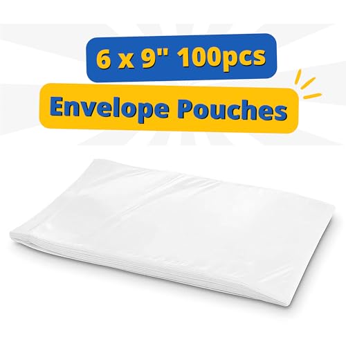 Pack 100 Clear Plastic Self-Adhesive Shipping Label Sleeves - Packing Slip Envelope Pouches - Durable, Waterproof, Easy Peel & Seal - Perfect for Mailing, Packing Documents & Labels | 6" x 9"