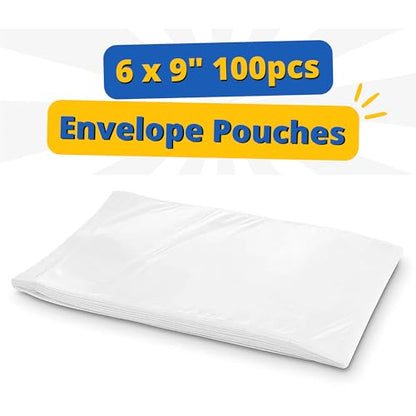 Pack 100 Clear Plastic Self-Adhesive Shipping Label Sleeves - Packing Slip Envelope Pouches - Durable, Waterproof, Easy Peel & Seal - Perfect for Mailing, Packing Documents & Labels | 6" x 9"