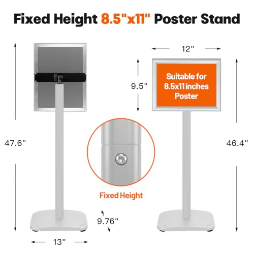 Pedestal Sign Holder Stand 8.5"x11", Heavy Duty Standing Sign Holder - color: Sliver, size: 8.5x11 in