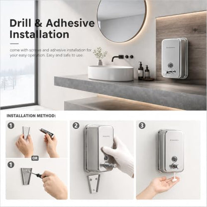 modunful Stainless Steel Hand Soap Dispenser – 27oz Wall Mounted - size: Vertical 27oz