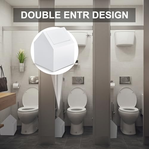 1 Pack Double Entry Sanitary Napkin Receptacle Swing Top, White