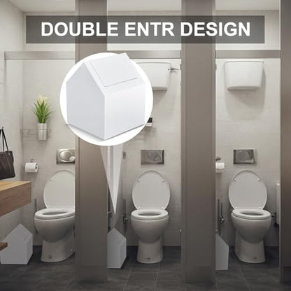 1 Pack Double Entry Sanitary Napkin Receptacle Swing Top, White