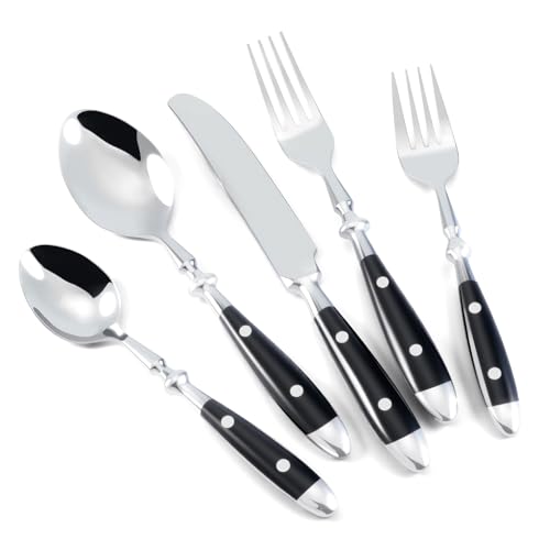 Silverware Set Black Luxury Vintage Handle 20-Piece Service for 4 - color: Black, size: 20 Pcs