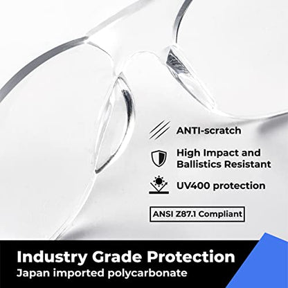 amoolo Clear Safety Glasses, ANSI Z87.1 Impact Resistant, 24 Pack, Adult - color: Clear, size: Adult's Size - 24 Pack