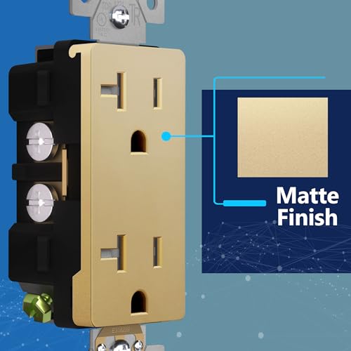 LIDER Decorator Receptacle, Tamper-Resistant Wall Outlet, 20A, 5-Pack - color: Gold, size: 20 Amp (No Wall Plate)