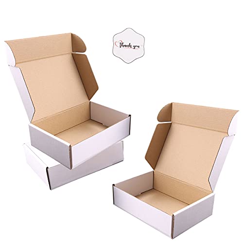 Shipping Boxes, 10Pcs White 9x6x4in Corrugated Cardboard Box - color: White, size: 9x6x4