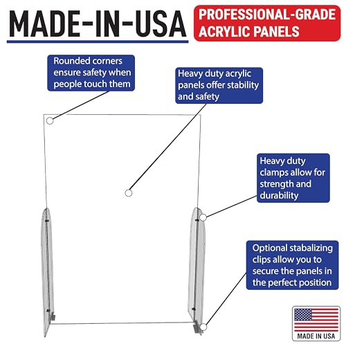 Clear Acrylic Single Panel Protective Barrier/Guard for Counter, Reception, Desk, Checkout Shield (30" x 42") - Guards Employees, Cashiers, and Customers from Coughing and Sneezing
