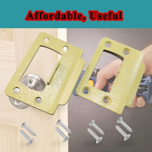 2-1/4" by 1-3/4" Door Latch Restorer Strike Plate for Doors, 2 PCS Door Lock Hardware with Foul 1" Long Screws, Satin Nickel (Antique Brass)