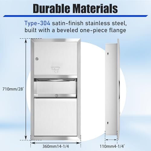 LEIFIDE Recessed Paper Towel Dispenser, 28 x 14 x 4.13 Inch - size: 28 x 14 x 4.13 Inch, style: Recessed