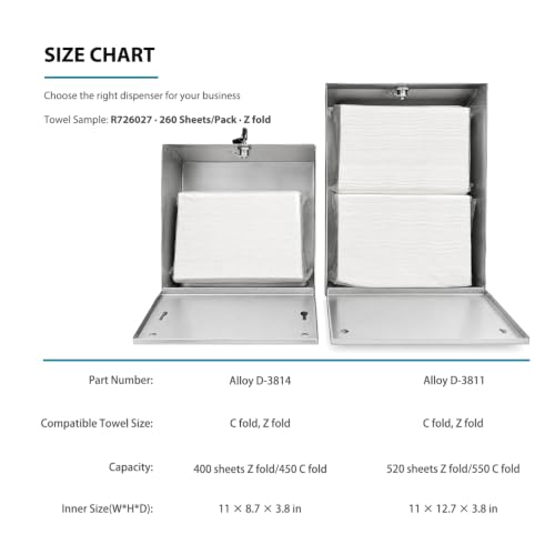 Stainless Steel Paper Towel Dispenser Wall Mount for Commercial Bathrooms - color: 3814-silver