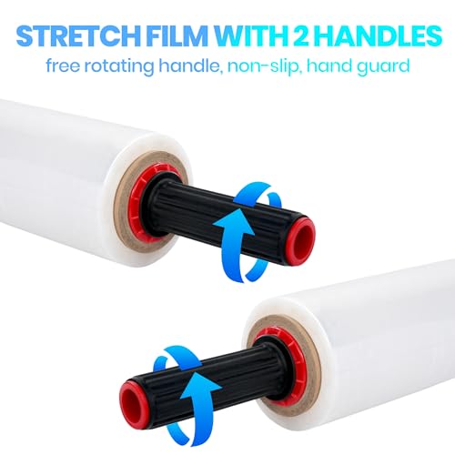 TAPEBEAR Stretch Wrap Film with Handles 15" x 760Ft Shrink Wrap - size: 15" x 760Ft x 2Rolls