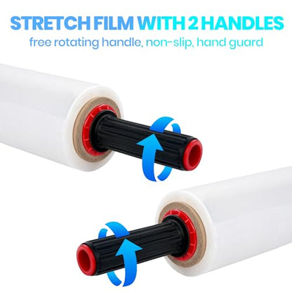 TAPEBEAR Stretch Wrap Film with Handles 15" x 760Ft Shrink Wrap - size: 15" x 760Ft x 2Rolls