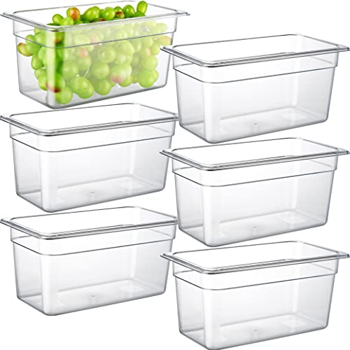 CURTA 6-Pack 1/3 Size 6" Deep NSF Polycarbonate Food Pans | Dishwasher & Freezer Safe Clear Container for Prep Tables, Buffet, Salad Bar, Commercial & Home Kitchen - color: 1/3 Size, size: 6" Deep