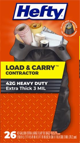 Hefty Heavy Duty Trash Bags, Large | 42 Gallon | For Contractors | 26 Count, Pack of 2 - size: 26 Count (Pack of 2)