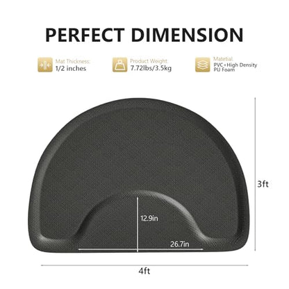 OmySalon 3ft x 4ft x 1/2inch Thick Salon Mat for Hair Stylist Anti Fatigue, Barber Floor Mat with Round Base, Hairdress Standing Matt Beauty Spa Barbershop Hairdressing Equipment - size: Semi-Circle 3'x4'x1/2''