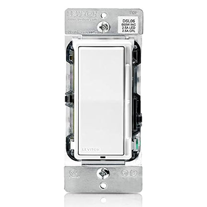 Leviton Decora Slide Dimmer Switch Antimicrobial Treated for Dimmable LED, Halogen and Incandescent Bulbs, DSL06-2AW, White