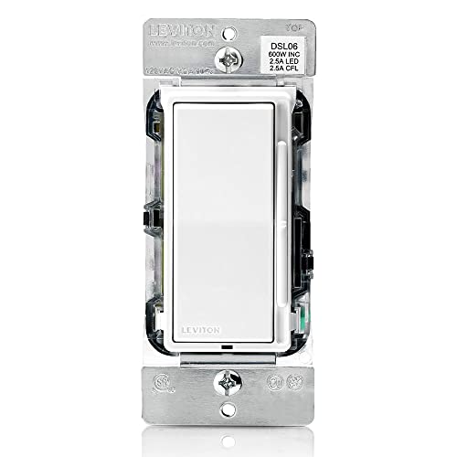 Leviton Decora Slide Dimmer Switch Antimicrobial Treated for Dimmable LED, Halogen and Incandescent Bulbs, DSL06-2AW, White